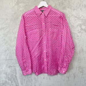 Lauren Ralph Lauren Shirt 100% Cotton Long Sleeve Polka Dot Button Up Women's L